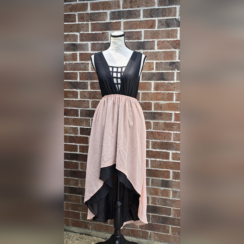 Umgee Black and Pink High Low Dress
